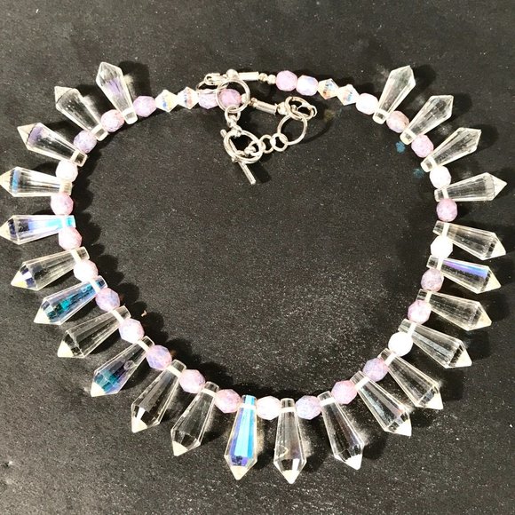 Conceptual Subculture Jewelry - Aurora Glass Fringe Goddess Choker Necklace Punk